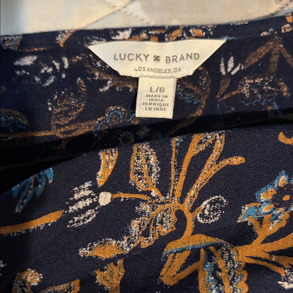 Lucky Brand Blue and Brown Patterned Blouse - Picture 5 of 5